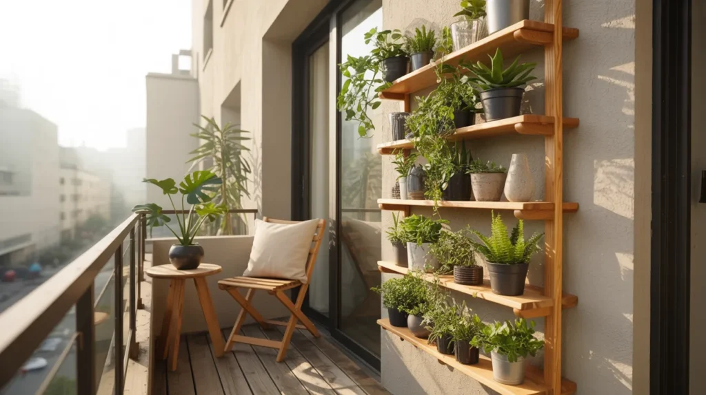 Wall-Mounted Balcony Plant Stand Ideas