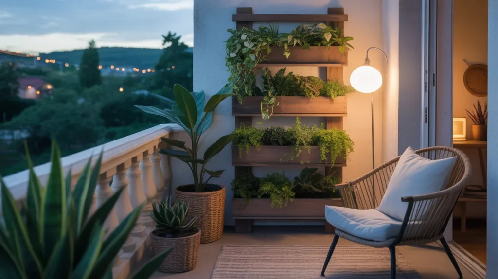 Wooden Rustic Balcony Plant Stand Ideas