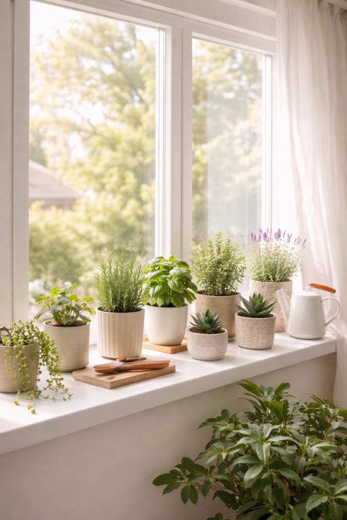  Window sill plant decor for small apartment with natural sunlight