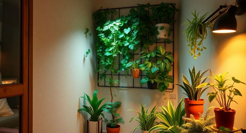Plant Wall with Grow Lights