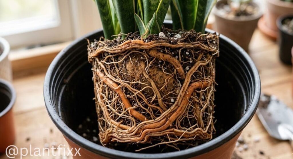root bound large snake plant