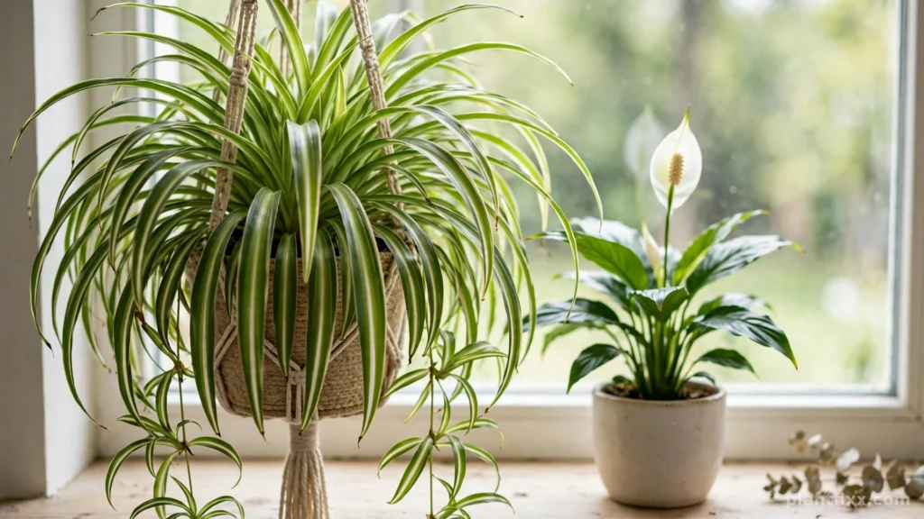 Spider plant, a pet-safe alternative to a peace lily plant